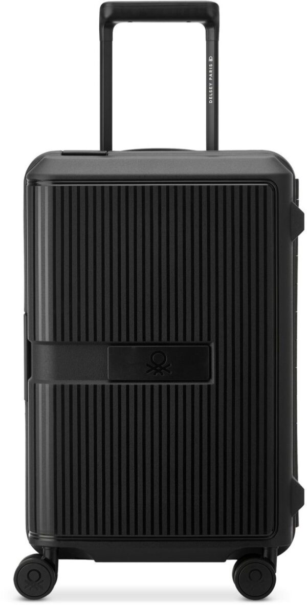 מזוודה טרולי קשיחה ללא רוכסן 20 אינץ' דגם Color Block Hardside מבית Delsey Paris ממותגת