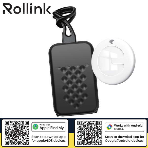 ROLLTAG תג מזוודה עם תג איתור חכם שתואם גם ל-iOS וגם ל-Android (מוסמך Apple ו-Google) מבית המותג Rollink ממותג
