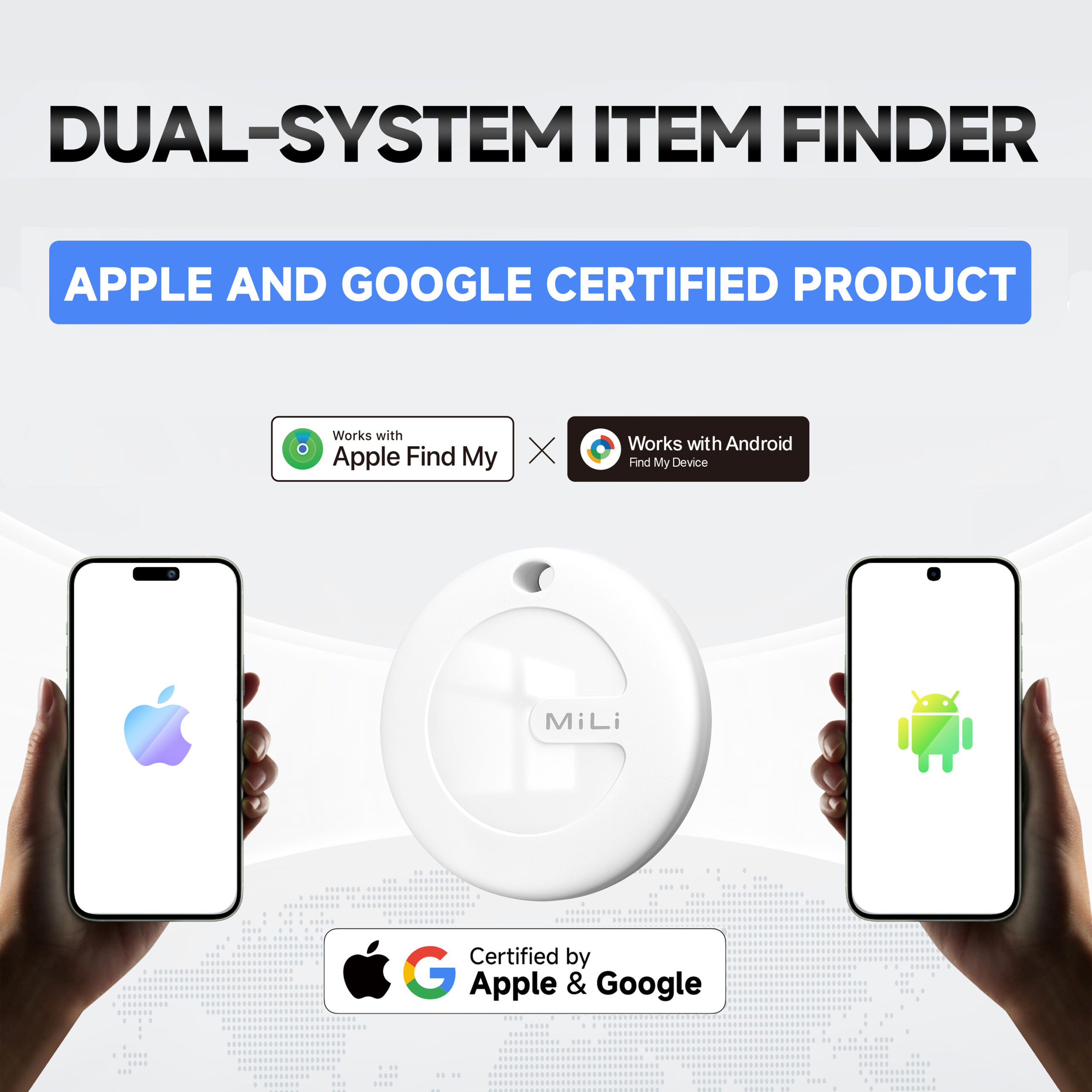 AirFinder תג איתור חכם שתואם גם ל-iOS וגם ל-Android (מוסמך Apple ו-Google) ממותג