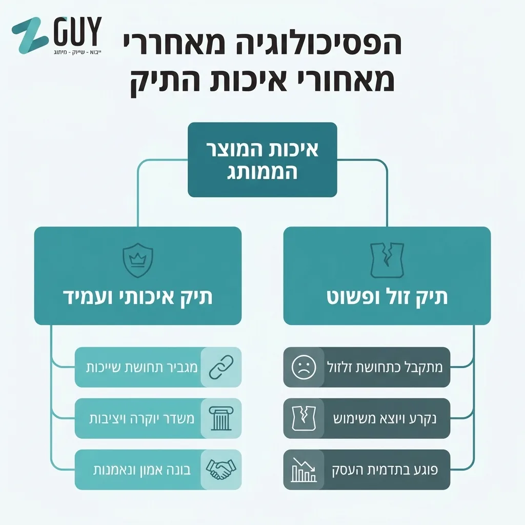 אינפוגרפיקה — הפסיכולוגיה מאחורי איכות התיק: איכות המוצר הממותג