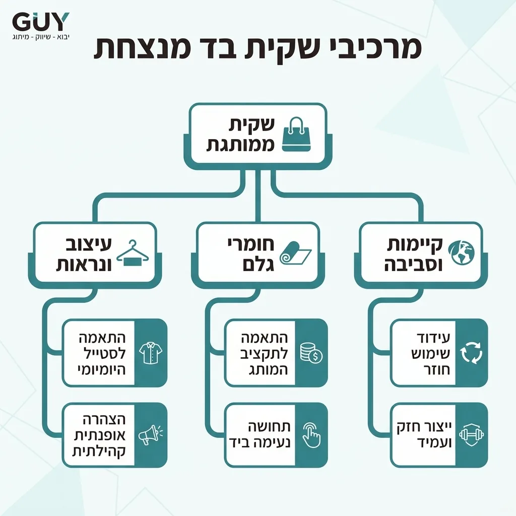 אינפוגרפיקה — מרכיבי שקית בד מנצחת: שקית ממותגת